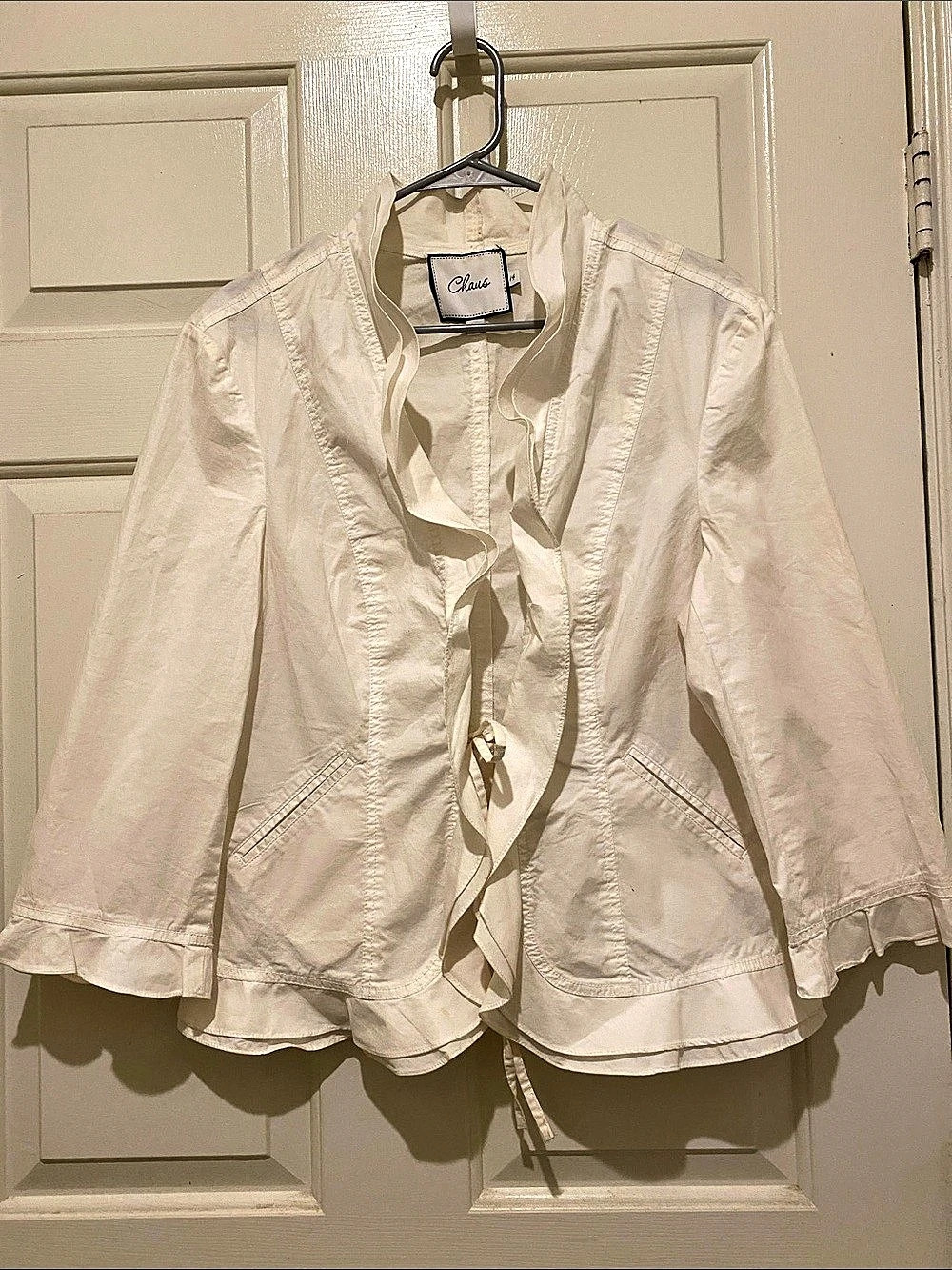 Chaus Women's White Ruffle Hem Jacket